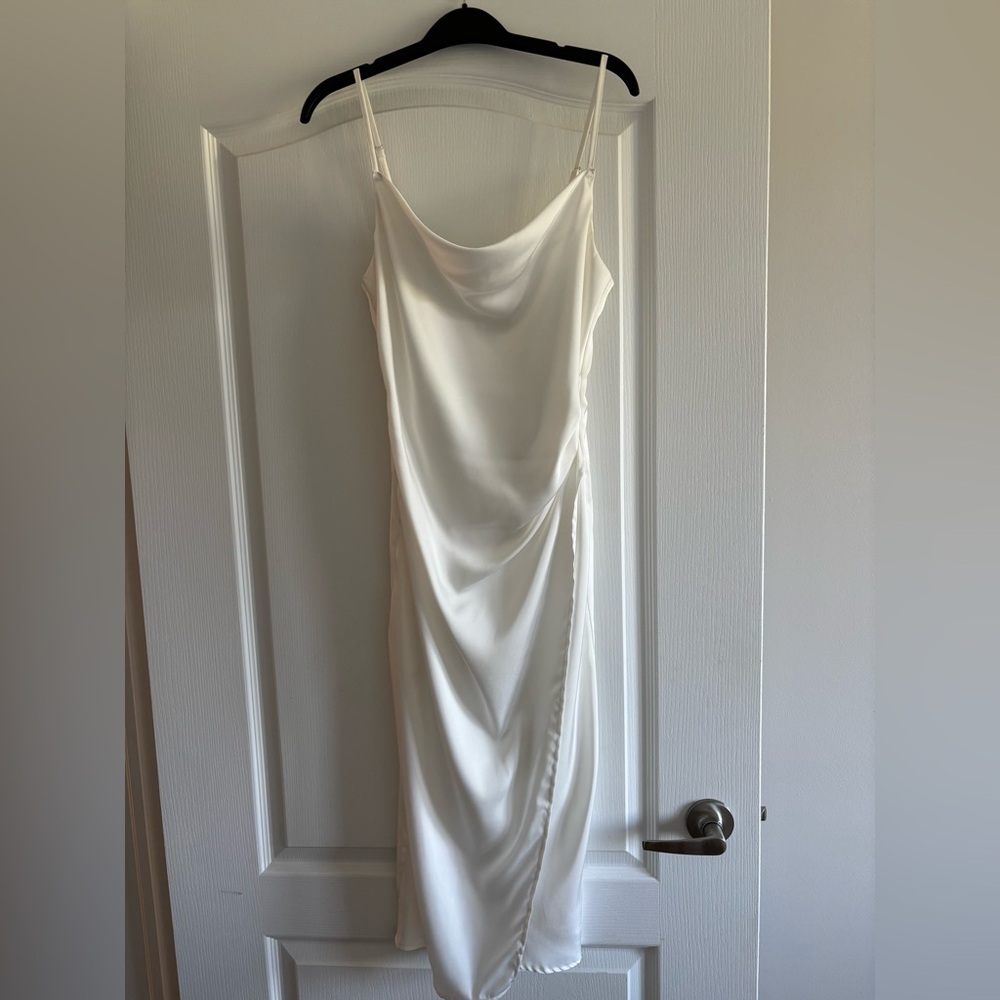 Elegant White Draped Dress